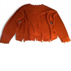 Derek Heart Orange Distressed Sweater